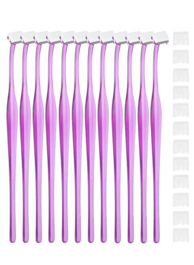 Larrel 12 PCS Small Eyebrow Razors, Mini Face Shavers Facial Hair Removal Eye Brow Razors Microblades Eyebrow Shaper Beauty Tools Accessories for Women Men Use (Purple) - Image 1